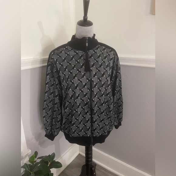 🔵5 For $15🔵 David Brown California Vintage Black Sparkly Zip Up Sweater - Picture 1 of 8